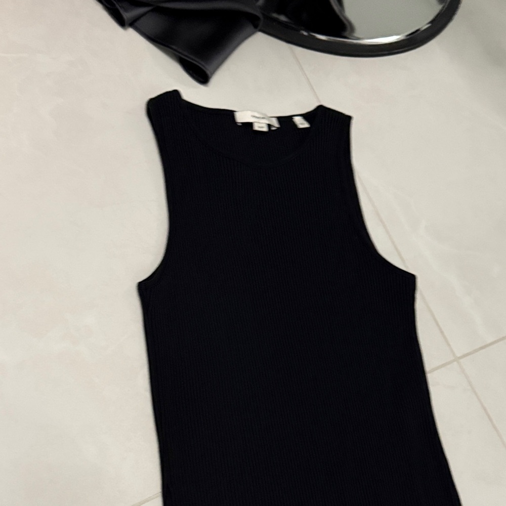 Vince Black Ribbed Midi Dress
